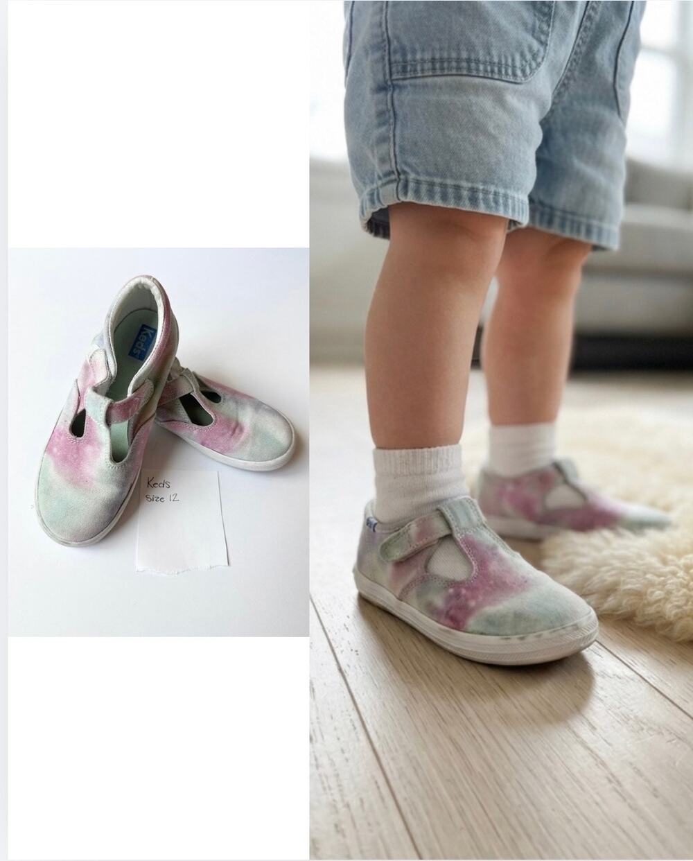 Keds Daphne T-Strap Girls Sneakers Size 12 Toddler Tie Dye Canvas Mary Jane
